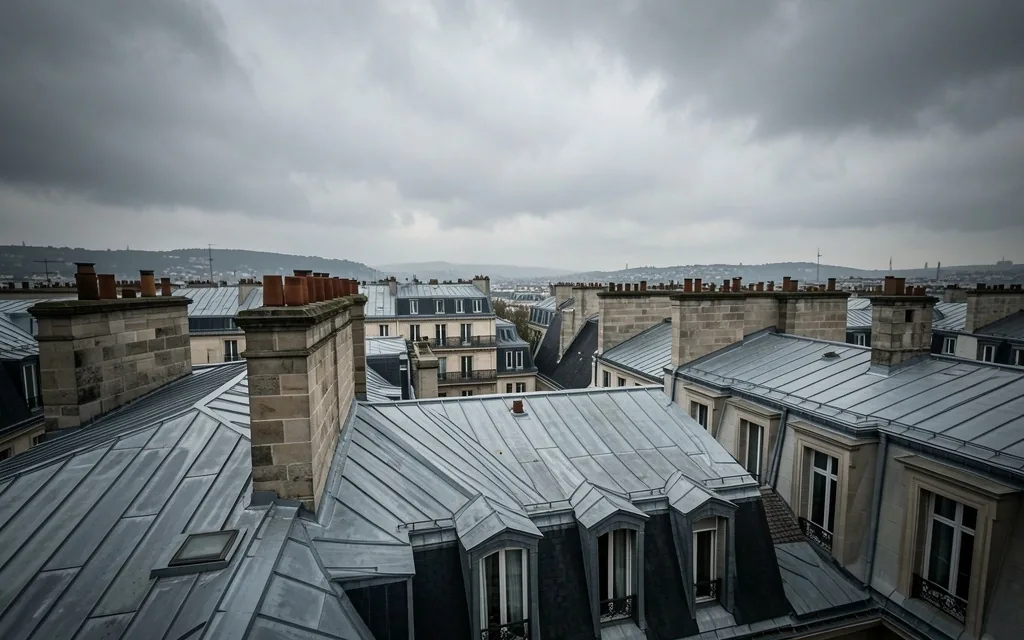 Toits parisiens sous ciel couvert
