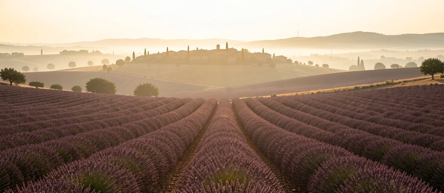 Paysage de Provence à l'aube